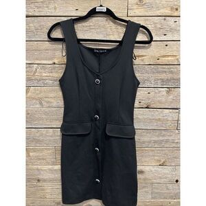 Zara Black Sleeveless Button-Front Mini Dress